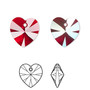 Drop, Crystal Passions®, Siam AB, 14mm heart pendant (6228). Sold per pkg of 2.