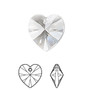 Drop, Crystal Passions®, crystal clear, 18mm heart pendant (6228). Sold per pkg of 2.