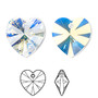 Drop, Crystal Passions®, crystal AB, 18mm heart pendant (6228). Sold per pkg of 2.