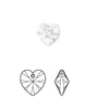 Drop, Crystal Passions®, crystal clear, 10mm heart pendant (6228). Sold per pkg of 24.