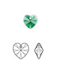 Drop, Crystal Passions®, majestic green, 10mm heart pendant (6228). Sold per pkg of 24.