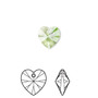 Drop, Crystal Passions®, peridot, 10mm heart pendant (6228). Sold per pkg of 24.