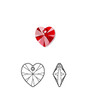 Drop, Crystal Passions®, light Siam, 10mm heart pendant (6228). Sold per pkg of 24.