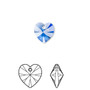 Drop, Crystal Passions®, sapphire, 10mm heart pendant (6228). Sold per pkg of 24.