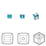 Bead, Crystal Passions®, blue zircon, 4mm faceted cube (5601). Sold per pkg of 12.