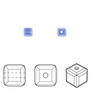 Bead, Crystal Passions®, sapphire, 4mm faceted cube (5601). Sold per pkg of 12.