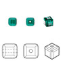 Bead, Crystal Passions®, emerald, 6mm faceted cube (5601). Sold per pkg of 6.