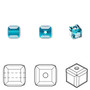 Bead, Crystal Passions®, blue zircon, 6mm faceted cube (5601). Sold per pkg of 6.