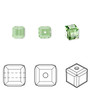 Bead, Crystal Passions®, peridot, 6mm faceted cube (5601). Sold per pkg of 6.