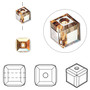 Bead, Crystal Passions®, crystal metallic sunshine, 6mm faceted cube (5601). Sold per pkg of 6.