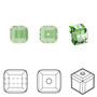 Bead, Crystal Passions®, peridot, 8mm faceted cube (5601). Sold per pkg of 6.