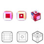 Bead, Crystal Passions®, light Siam shimmer, 8mm faceted cube (5601). Sold per pkg of 6.