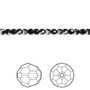 Bead, Crystal Passions®, jet, 3mm faceted round (5000). Sold per pkg of 12.