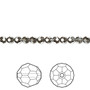 Bead, Crystal Passions®, crystal silver night, 4mm faceted round (5000). Sold per pkg of 12.