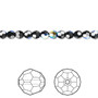 Bead, Crystal Passions®, jet AB, 4mm faceted round (5000). Sold per pkg of 12.