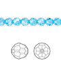 Bead, Crystal Passions®, aquamarine, 6mm faceted round (5000). Sold per pkg of 12.