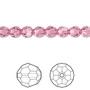 Bead, Crystal Passions®, rose, 6mm faceted round (5000). Sold per pkg of 12.