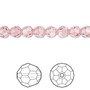 Bead, Crystal Passions®, light rose, 6mm faceted round (5000). Sold per pkg of 12.