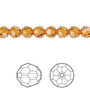 Bead, Crystal Passions®, topaz, 6mm faceted round (5000). Sold per pkg of 12.