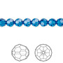 Bead, Crystal Passions®, Capri blue, 6mm faceted round (5000). Sold per pkg of 12.