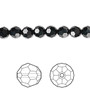 Bead, Crystal Passions®, jet, 6mm faceted round (5000). Sold per pkg of 12.