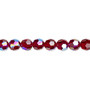 Bead, Crystal Passions®, Siam shimmer, 6mm faceted round (5000). Sold per pkg of 12.
