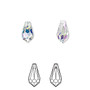 Drop, Crystal Passions®, crystal AB, 11x5.5mm faceted teardrop pendant (6000). Sold per pkg of 4.