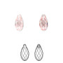 Drop, Crystal Passions®, light rose, 11x5.5mm faceted briolette pendant (6010). Sold per pkg of 2.