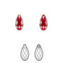 Drop, Crystal Passions®, Siam, 11x5.5mm faceted briolette pendant (6010). Sold per pkg of 2.