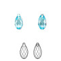 Drop, Crystal Passions®, aquamarine, 11x5.5mm faceted briolette pendant (6010). Sold per pkg of 2.