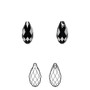 Drop, Crystal Passions®, jet, 11x5.5mm faceted briolette pendant (6010). Sold per pkg of 2.