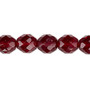 Bead, Czech fire-polished glass, translucent garnet red, 10mm faceted round. Sold per 15-1/2" to 16" strand, approximately 40 beads.