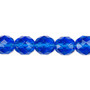 Bead, Czech fire-polished glass, light cobalt, 10mm faceted round. Sold per 15-1/2" to 16" strand, approximately 40 beads.