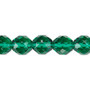 Bead, Czech fire-polished glass, teal, 10mm faceted round. Sold per 15-1/2" to 16" strand, approximately 40 beads.