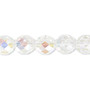 Bead, Czech fire-polished glass, clear AB, 10mm faceted round. Sold per 15-1/2" to 16" strand.