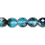 Bead, Czech fire-polished glass, teal blue iris, 10mm faceted round. Sold per 15-1/2" to 16" strand.