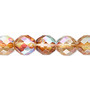 Bead, Czech fire-polished glass, clear celsian AB, 10mm faceted round. Sold per 15-1/2" to 16" strand.