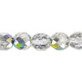 Bead, Czech fire-polished glass, clear vitrail, 10mm faceted round. Sold per 15-1/2" to 16" strand.