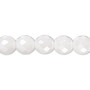 Bead, Czech fire-polished glass, opaque alabaster snow white luster, 10mm faceted round. Sold per 15-1/2" to 16" strand.