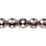 Bead, Czech fire-polished glass, opaque copper carmen, 10mm faceted round. Sold per 15-1/2" to 16" strand.