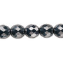 Bead, Czech fire-polished glass, opaque hematite, 10mm faceted round. Sold per 15-1/2" to 16" strand, approximately 40 beads.