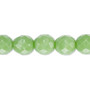 Bead, Czech fire-polished glass, opaque green, 10mm faceted round. Sold per 15-1/2" to 16" strand, approximately 40 beads.