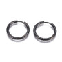 2 pairs - 304 Stainless Steel Hoop Earrings, with 316 Surgical Stainless Steel Pin, Ring, Electrophoresis Black, 23x2.5mm, 10 Gauge, Pin: 0.9mm