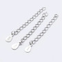 2 pack - 925 Sterling Silver End with Extender Chains and Drop Charms, with S925 Stamp, Silver, 35~40mm, Hole: 1.5mm