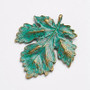 Tibetan Style Alloy Pendants, Leaves, Antique Bronze & Green Patina, 41x35.5x2mm, Hole: 3mm
