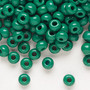 Seed bead, Preciosa Ornela, glass, opaque dark green, #2 rocaille. Sold per 50-gram pkg.