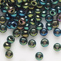 Seed bead, Preciosa Ornela, glass, opaque green iris black, #2 rocaille. Sold per 50-gram pkg.