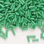 Bugle bead, Preciosa Ornela, Czech glass, opaque green, 1/4 inch. Sold per 50-gram pkg.