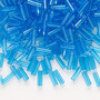 Bugle bead, Preciosa Ornela, Czech glass, transparent sea blue, 1/4 inch. Sold per 50-gram pkg.