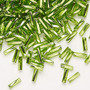 Bugle bead, Preciosa Ornela, Czech glass, transparent silver-lined lime green, 1/4 inch twisted. Sold per 50-gram pkg.